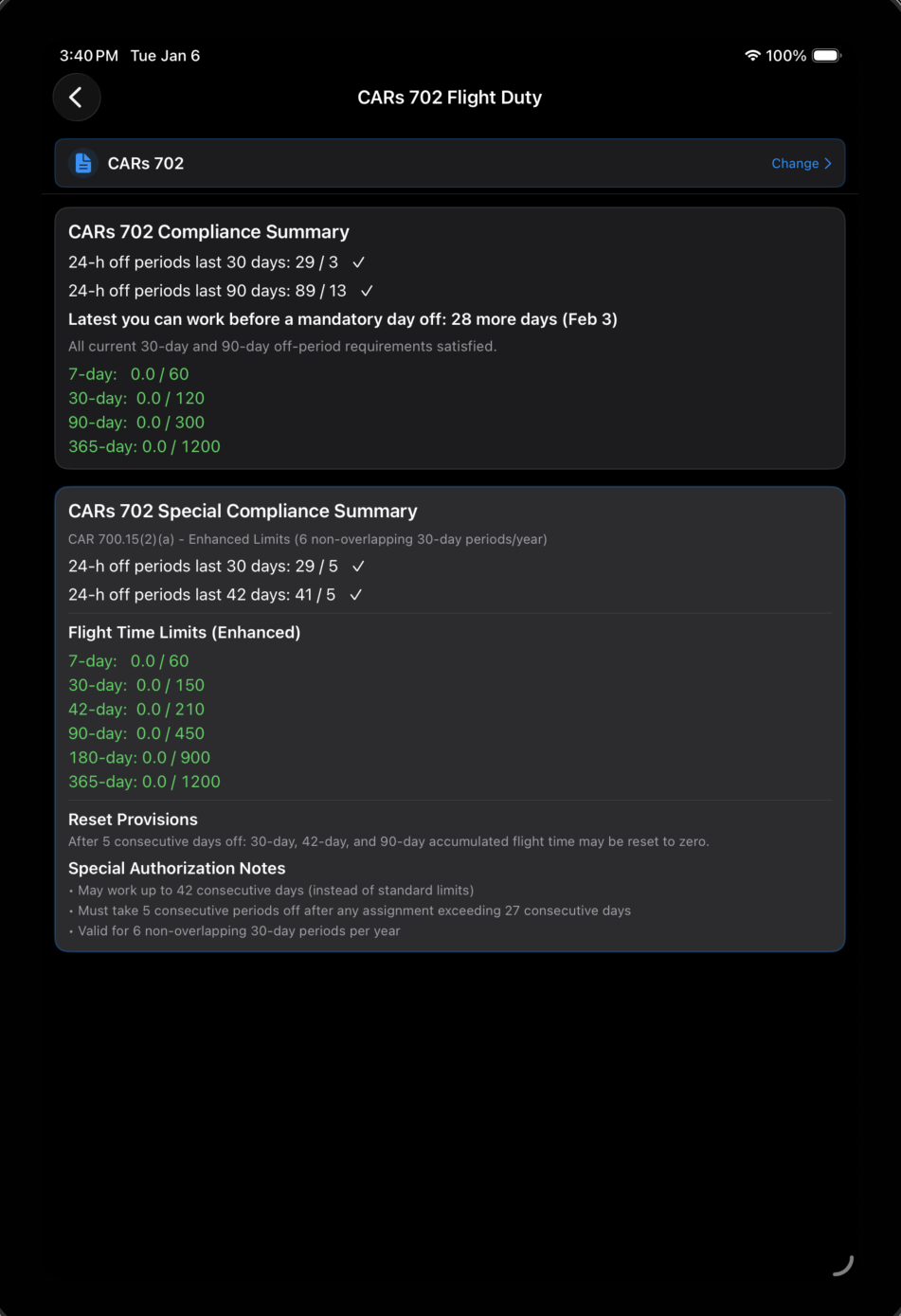 Duty Time Compliance